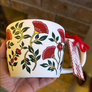 Floral Patterned Mug with Red Flowers